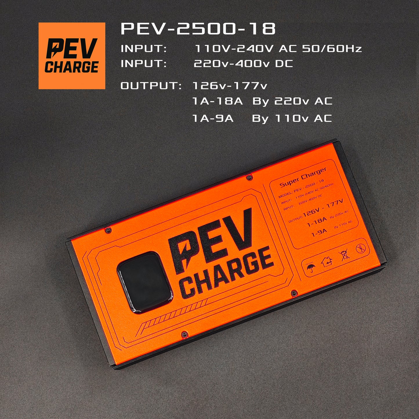 PEVcharge 2500 (126v-177v / 1A-18A) fast charger